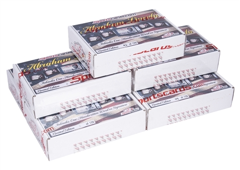Lot of (7) Sportscards.com Abraham Lincoln Unopened Limited Edition Boxes - Includes One Handwritten Word or Autograph of Abraham Lincoln! - Look For the One of One Autograph of Abraham Lincoln!